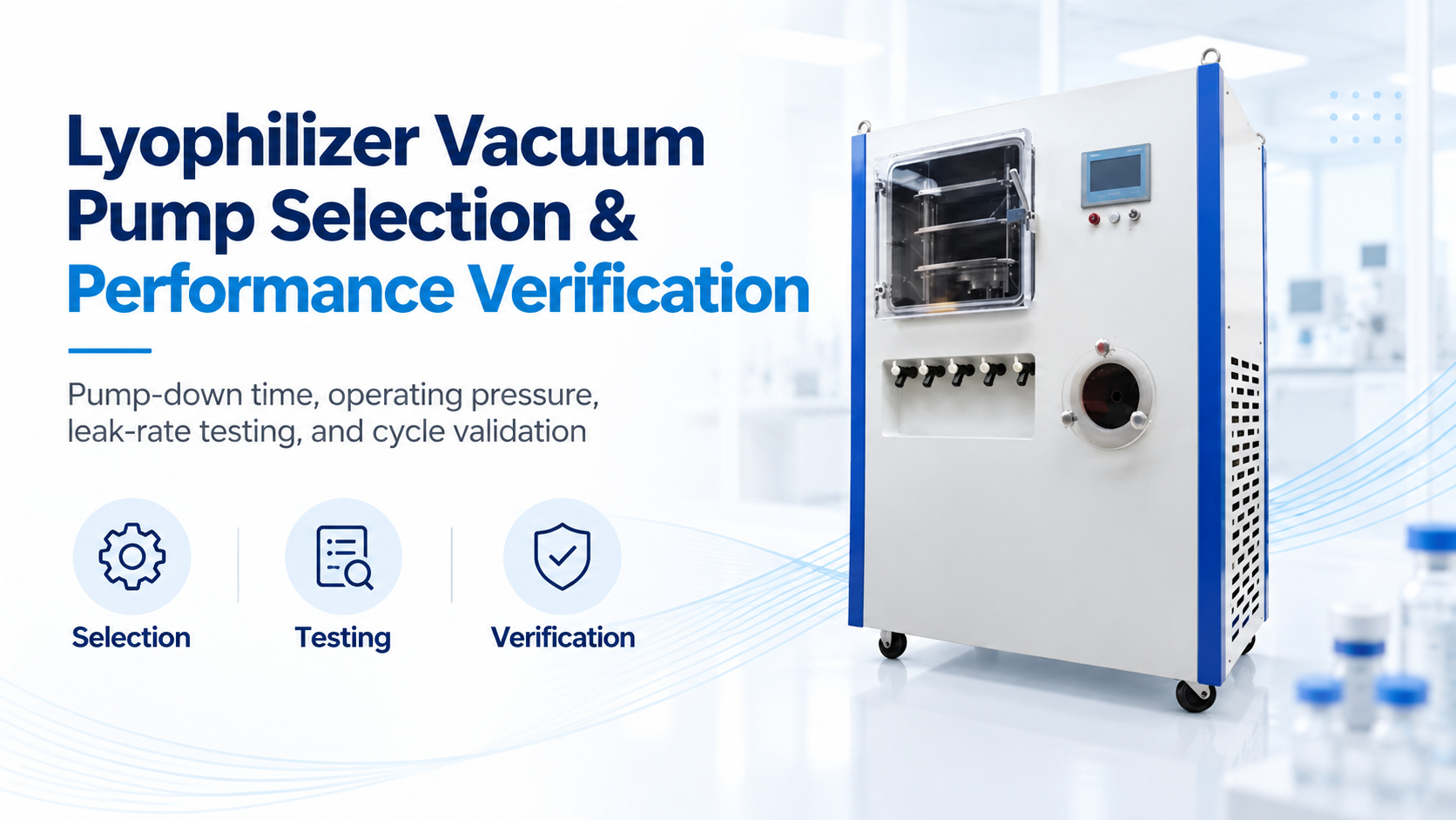 Pilot-scale pharmaceutical lyophilizer used to explain lyophilizer vacuum pump selection